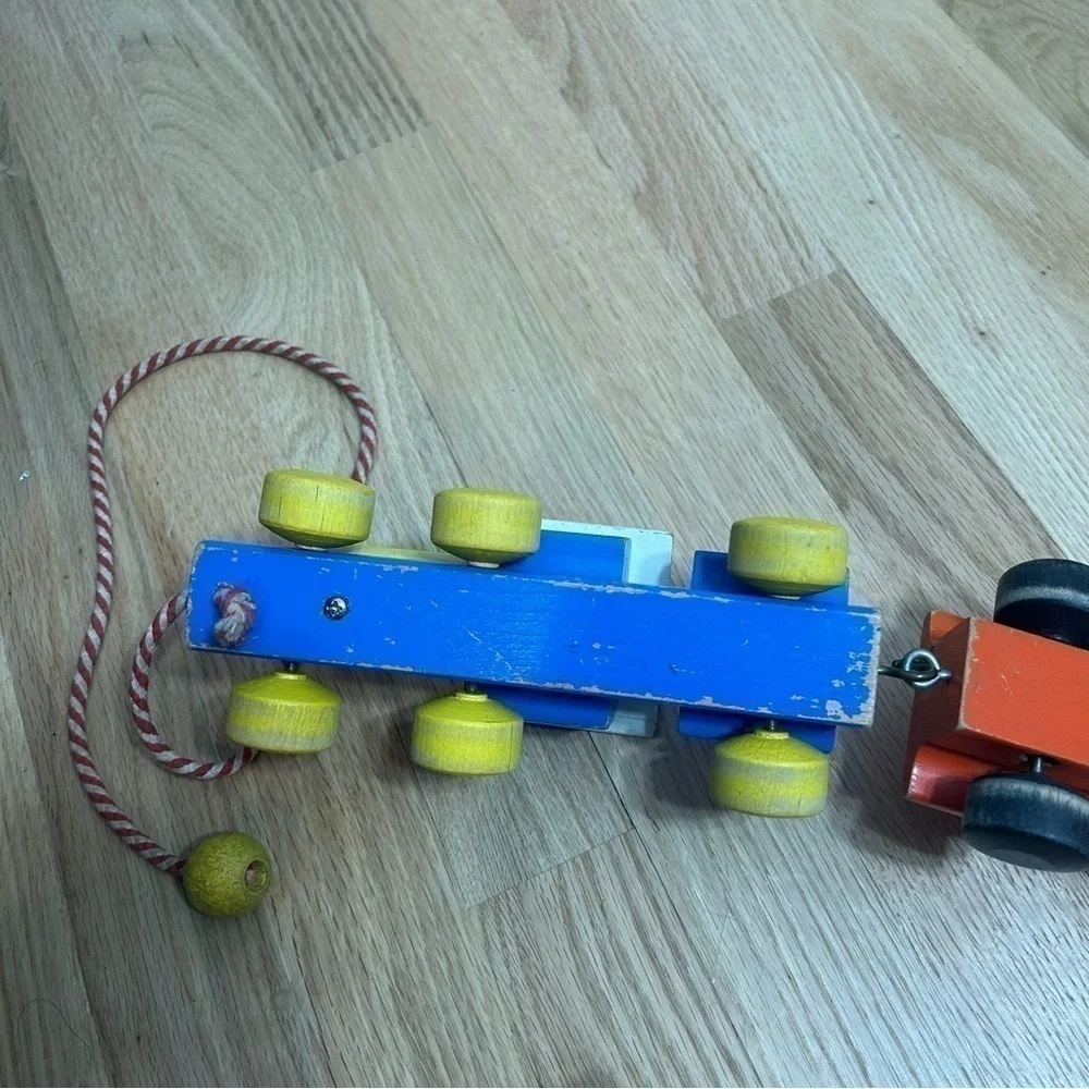 Vintage Playskool Wood Pull Train Caboose Engine 50s 60s Children Kids Toy